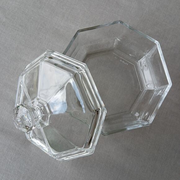 Arcoroc France Octagonal Clear Glass Covered Dish display Vintage 80s potpourri - Picture 4 of 12